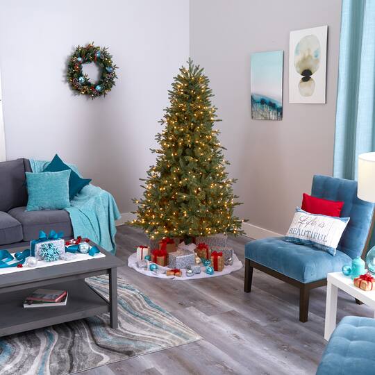 6.5ft. Pre-Lit New Hampshire Spruce Artificial Christmas Tree, Warm White LED Lights